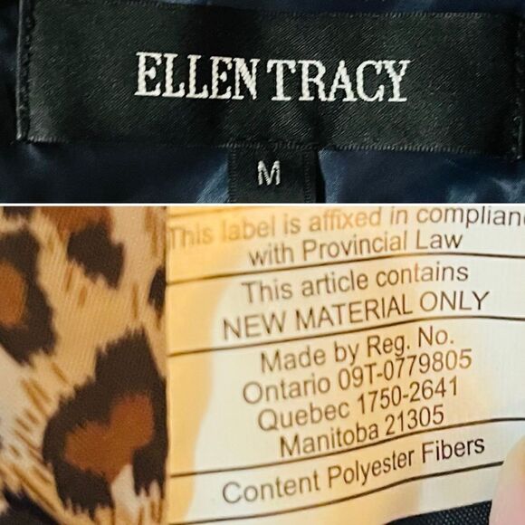 Ellen Tracy Lightweight Insulated Quilted Jacket Zipper Navy Blue M - Picture 11 of 12